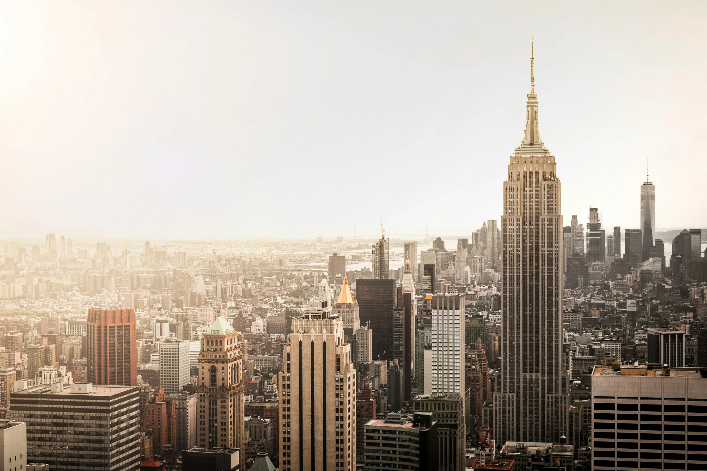 Warm light across the Manhattan skyline with the Empire State Building